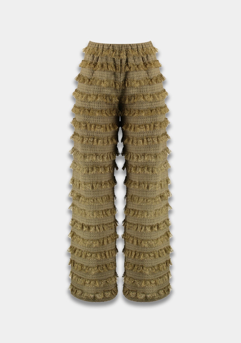 Ruffle broek met kant in avocado groen van Harper and Yve