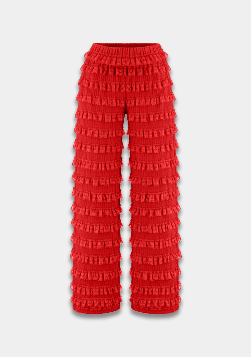 Harper & Yve LO ruffle pants red