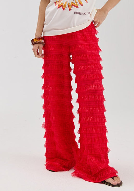 Harper & Yve LO ruffle pants red
