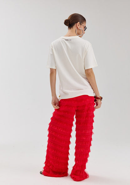 Harper & Yve LO ruffle pants red