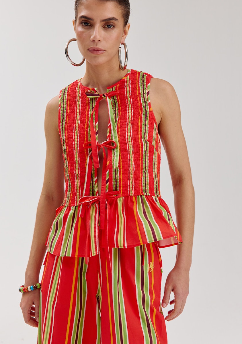 Harper & Yve Cindy Gilet stripes rood