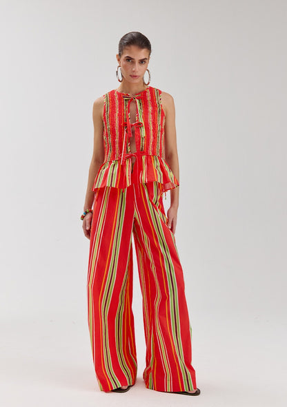 Harper & Yve Cindy Gilet stripes rood