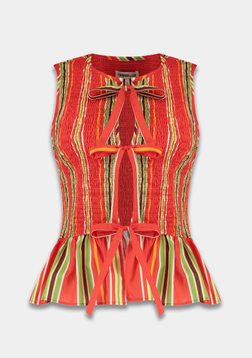 Harper & Yve Cindy Gilet stripes rood