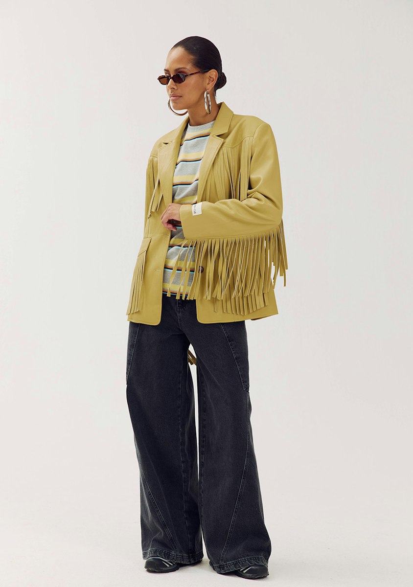 Harper & Yve Casey fringe blazer green