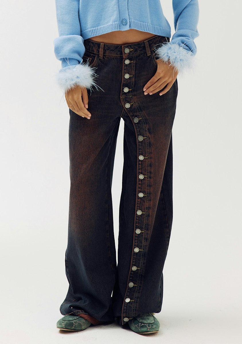 Harper & Yve Ise jeans brown buttons