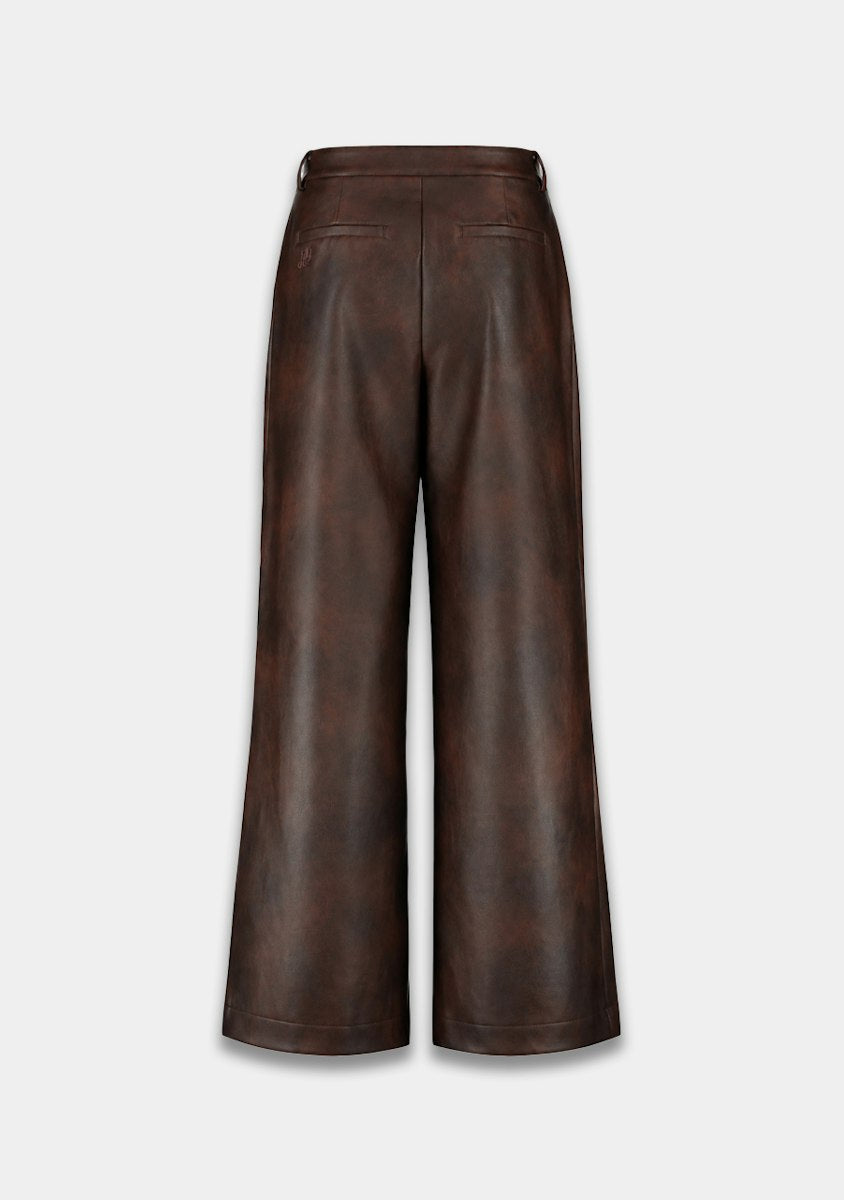 Harper & Yve Joelle wide leg leather pants brown