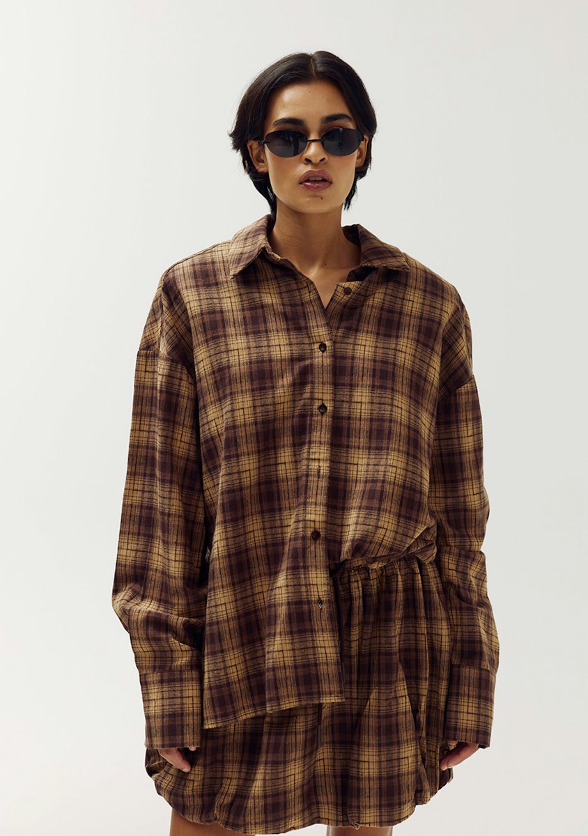 Harper & Yve Kim checkered blouse brown