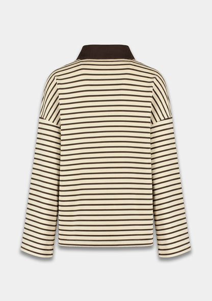 Harper & Yve Pollie gestreepte polo longsleeve brown