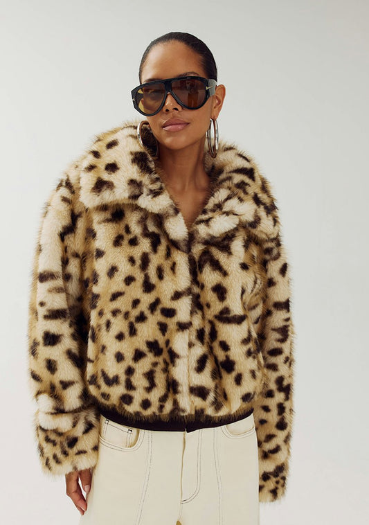 Harper & Yve Stacy jacket faux-fur wild leopard beige