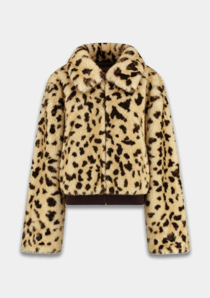 Harper & Yve Stacy jacket faux-fur wild leopard beige
