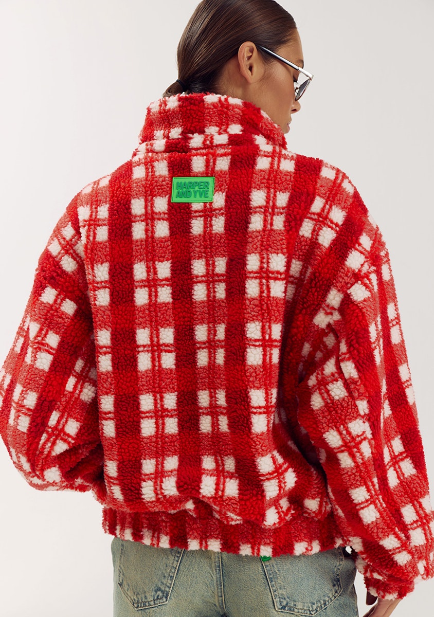 Harper & Yve Bertje jacket checkered khaki red
