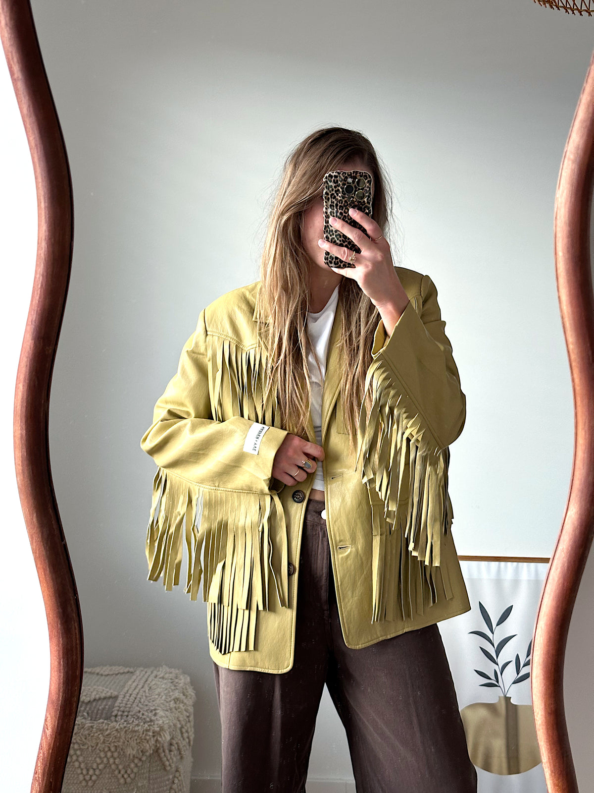 Harper & Yve Casey fringe blazer green