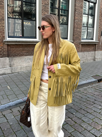 Harper & Yve Casey fringe blazer green