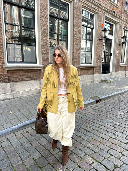 Harper & Yve Casey fringe blazer green