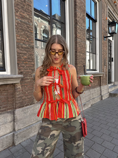 Harper & Yve Cindy Gilet stripes rood