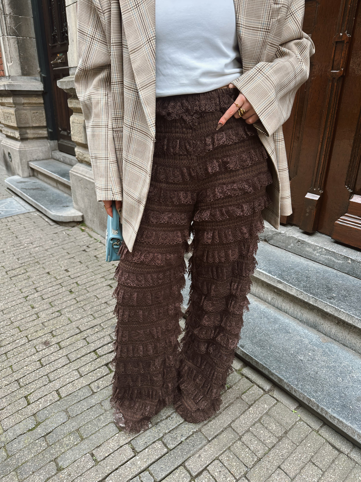 Harper & Yve LO ruffle pants brown