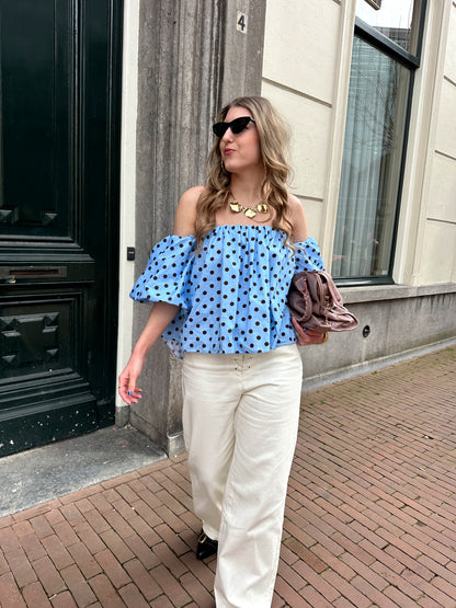 Fay polkadot top blauw