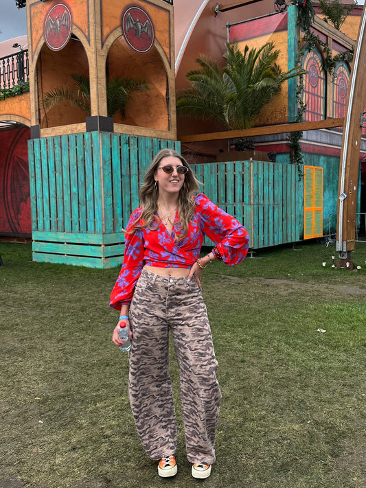 Kiki camo pants baggy balloon fit bruin