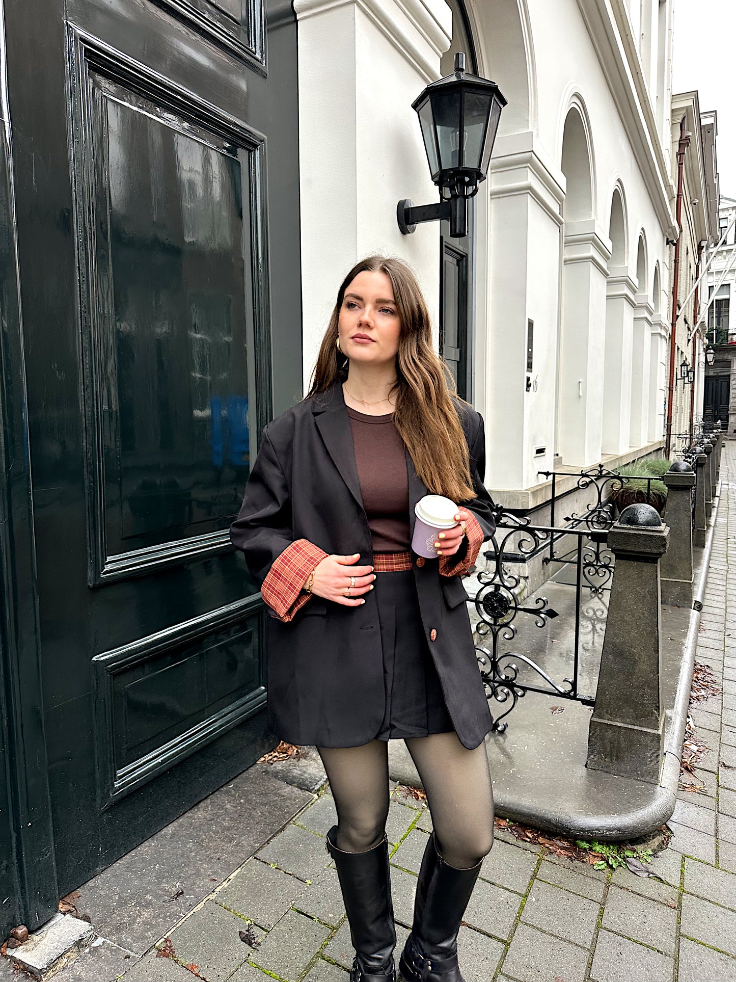 Zoey blazer zwart met ruit detail
