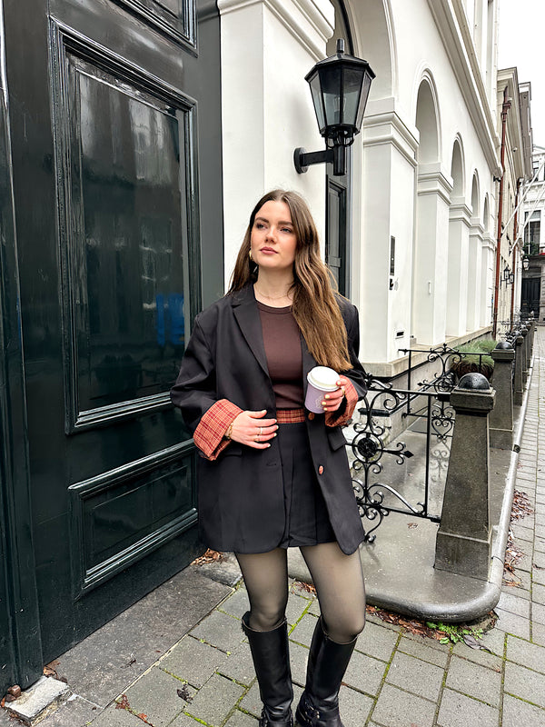 Zoey blazer zwart met ruit detail