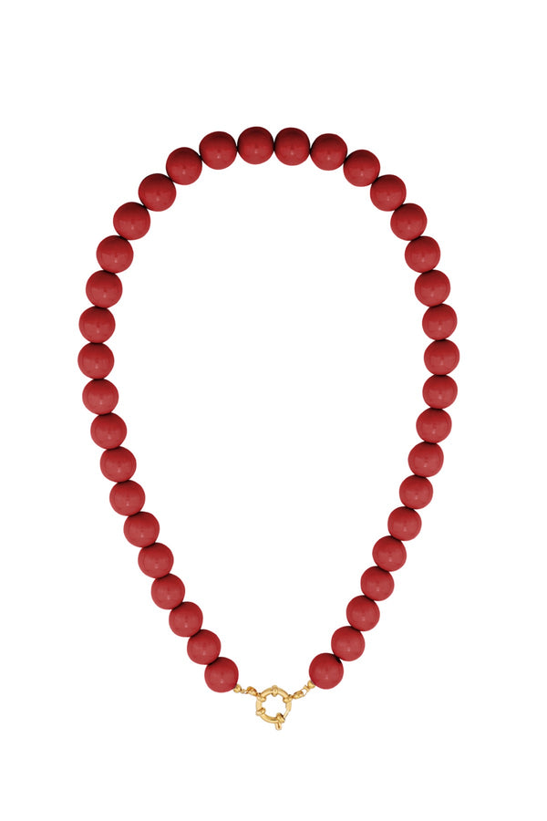 Color beads ketting rood