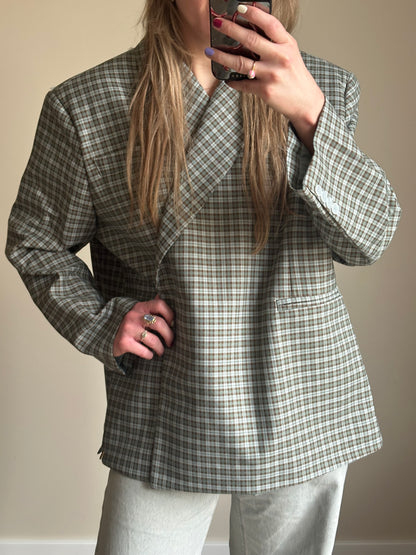 Boxy oversized blazer checkered blue
