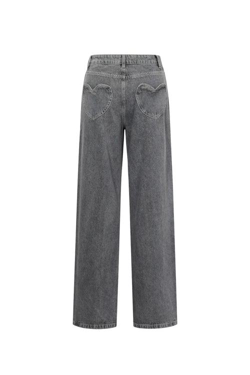 Amour straight leg jeans met hearts grey