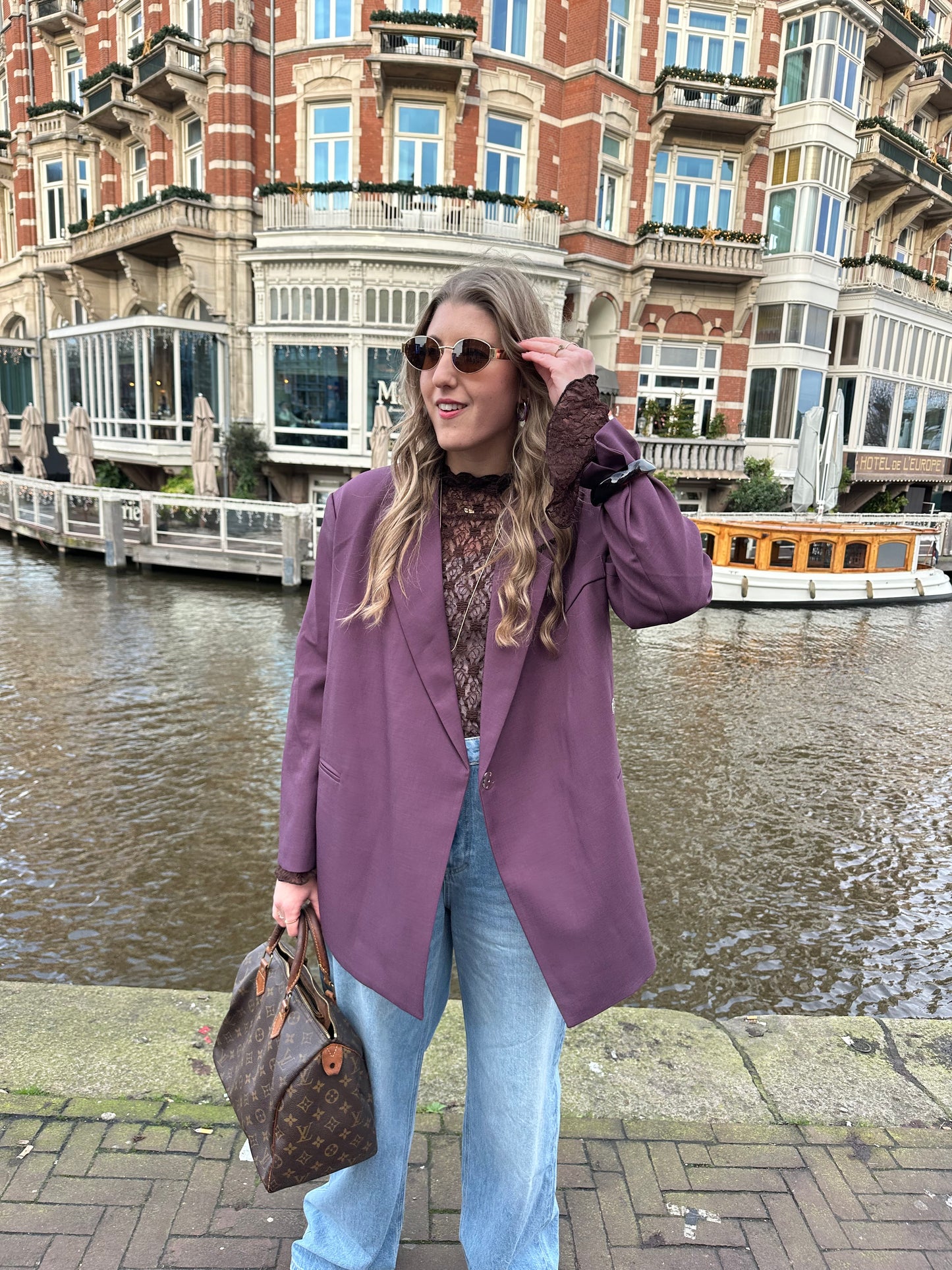 Boxy oversized blazer plum