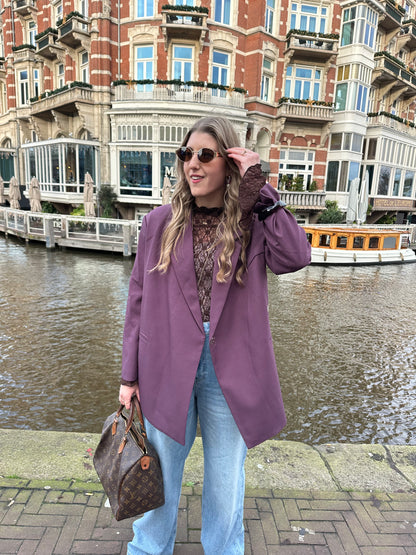 Boxy oversized blazer plum