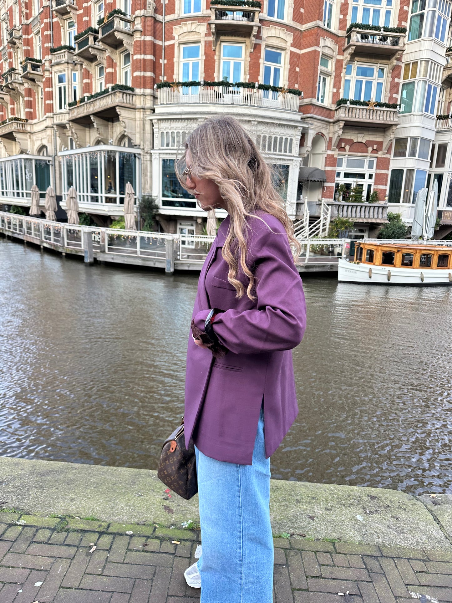 Boxy oversized blazer plum