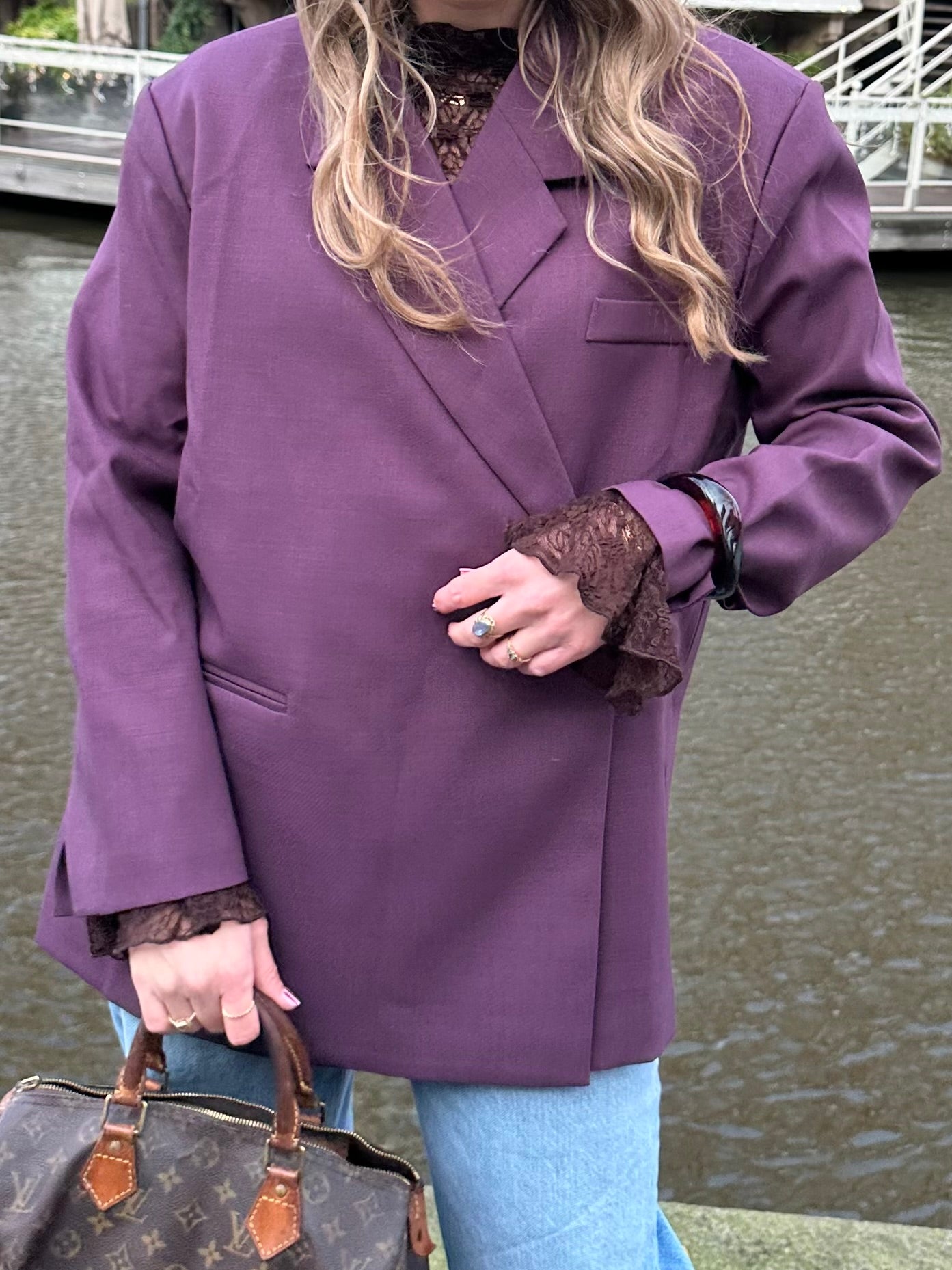 Boxy oversized blazer plum