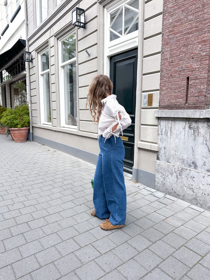 Gestreepte blouse met strikken