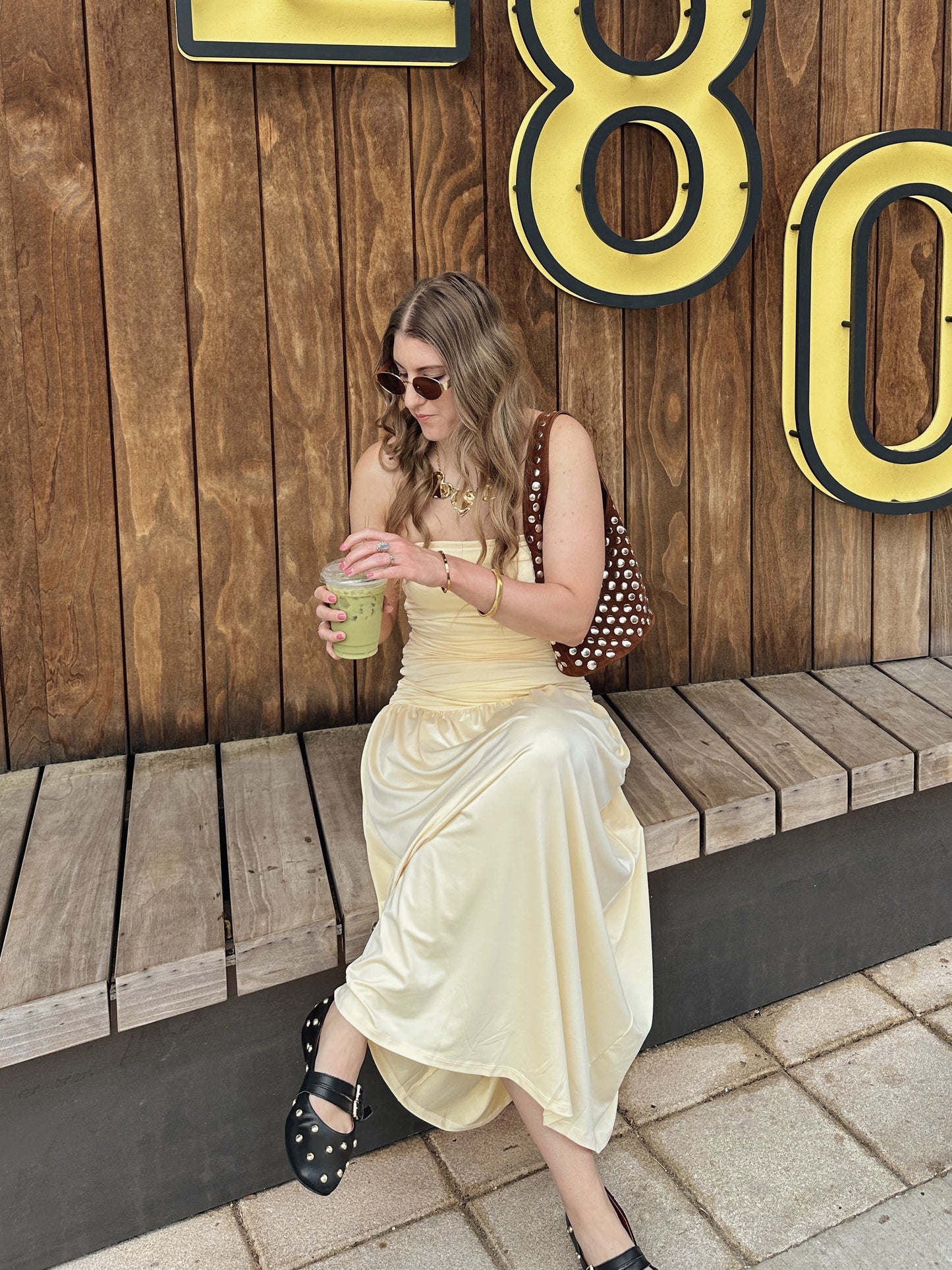 Iris bandeau dress lang butter yellow