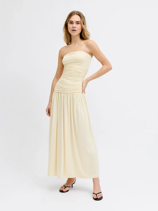 Iris bandeau dress lang butter yellow
