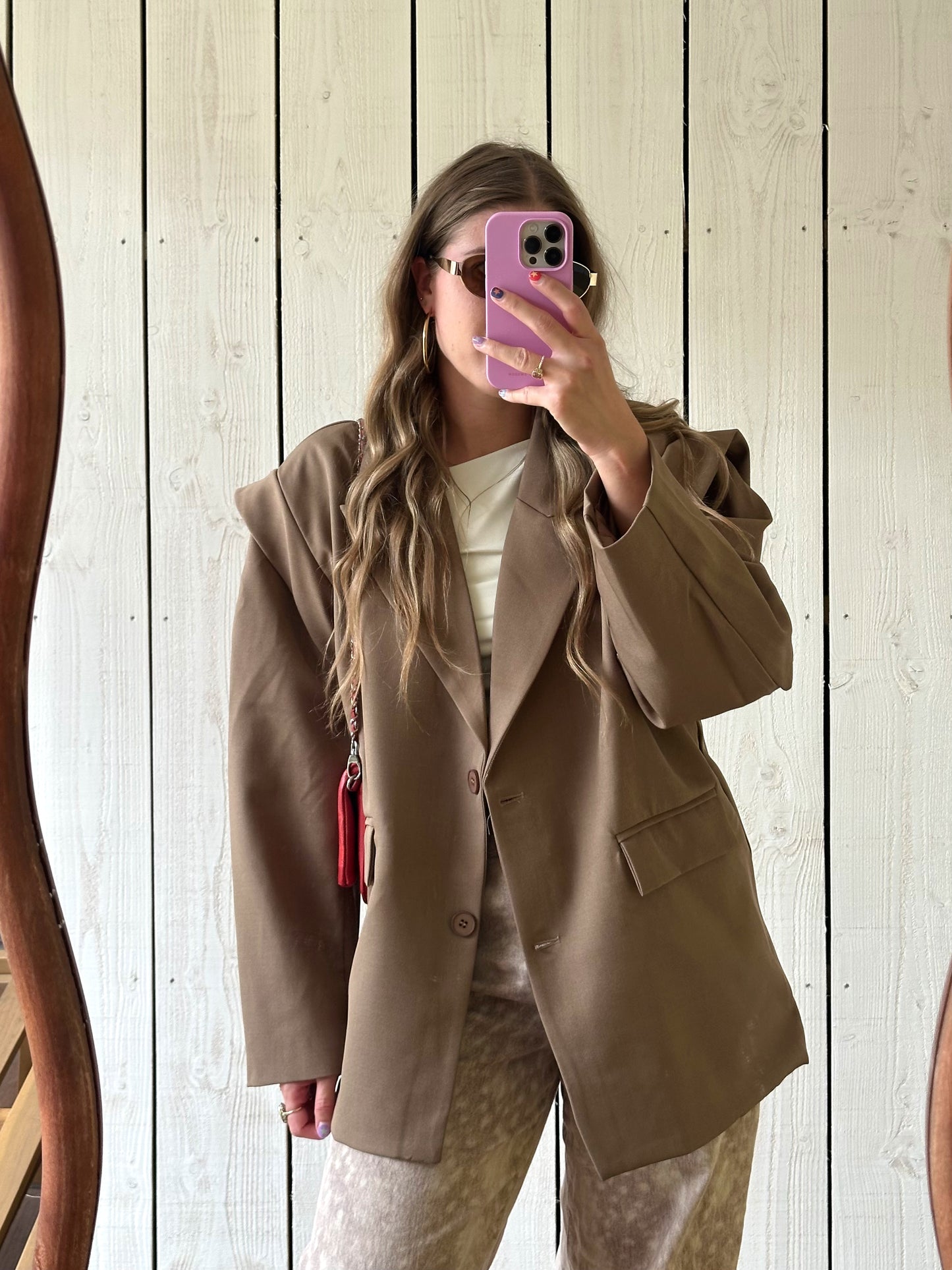 Isabella blazer met ceintuur beige