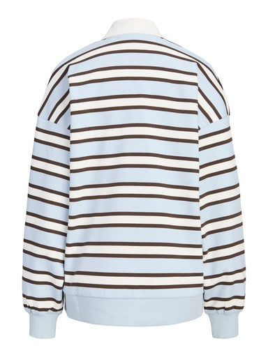 Paloma gestreepte longsleeve polo lichtblauw