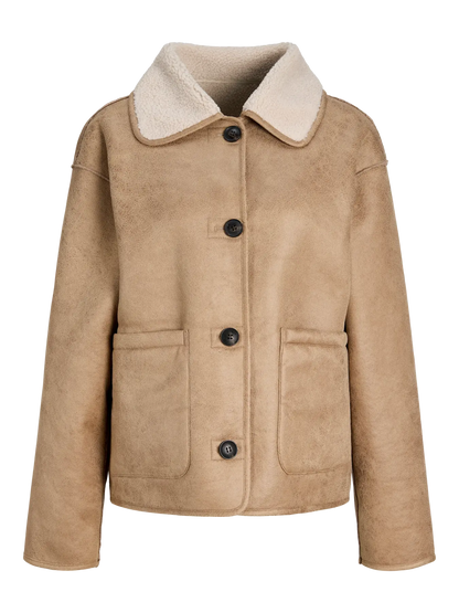 Sadie teddy reversible suede jacket camel