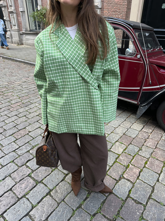 Jasmijn boxy oversized blazer checkered green