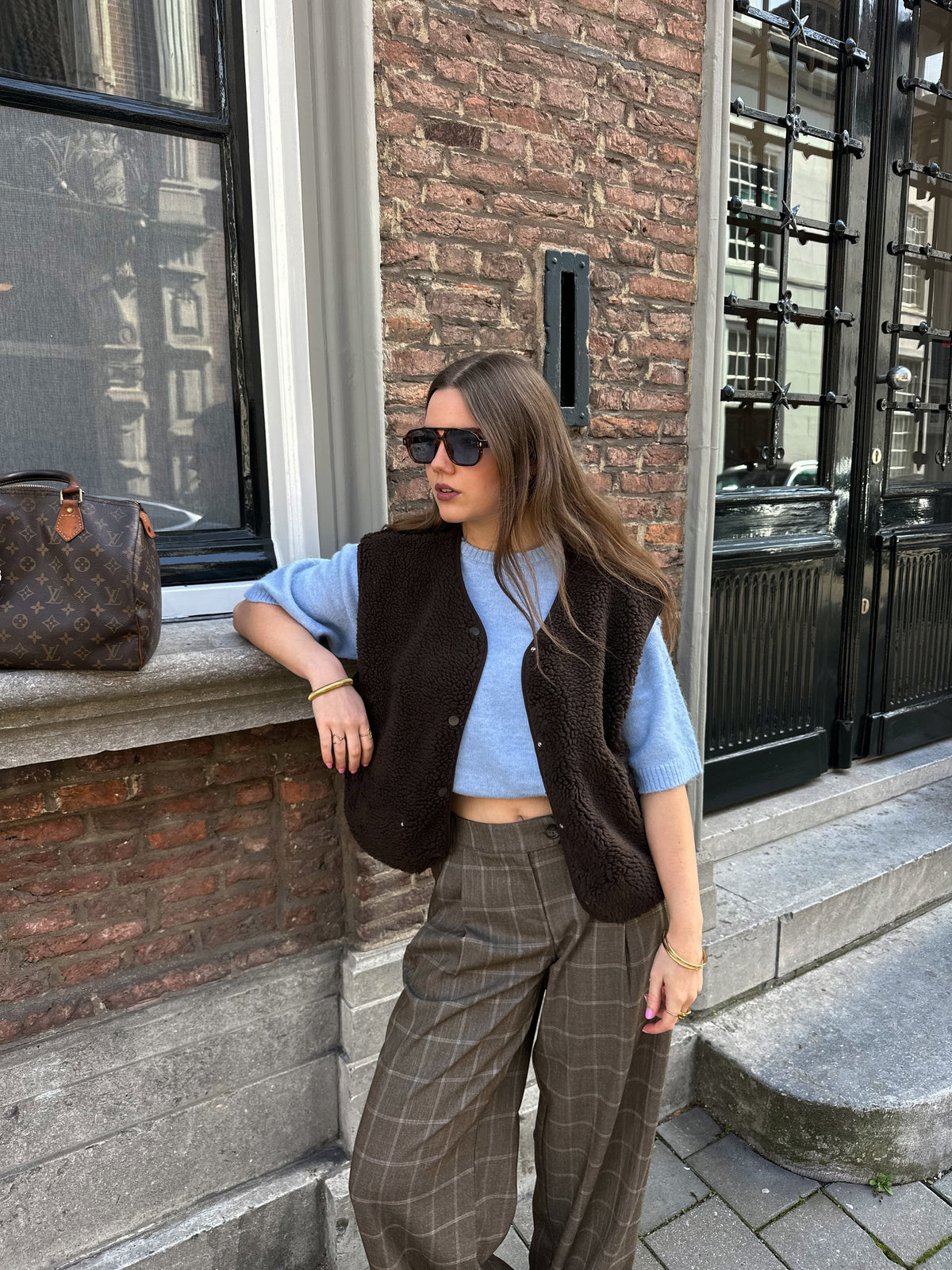 Jill teddy gilet bruin