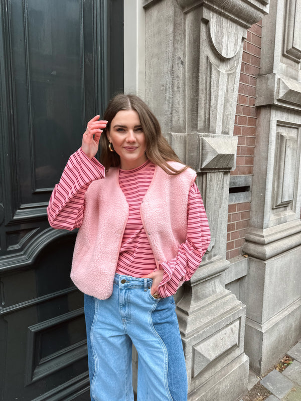 Jill teddy gilet roze