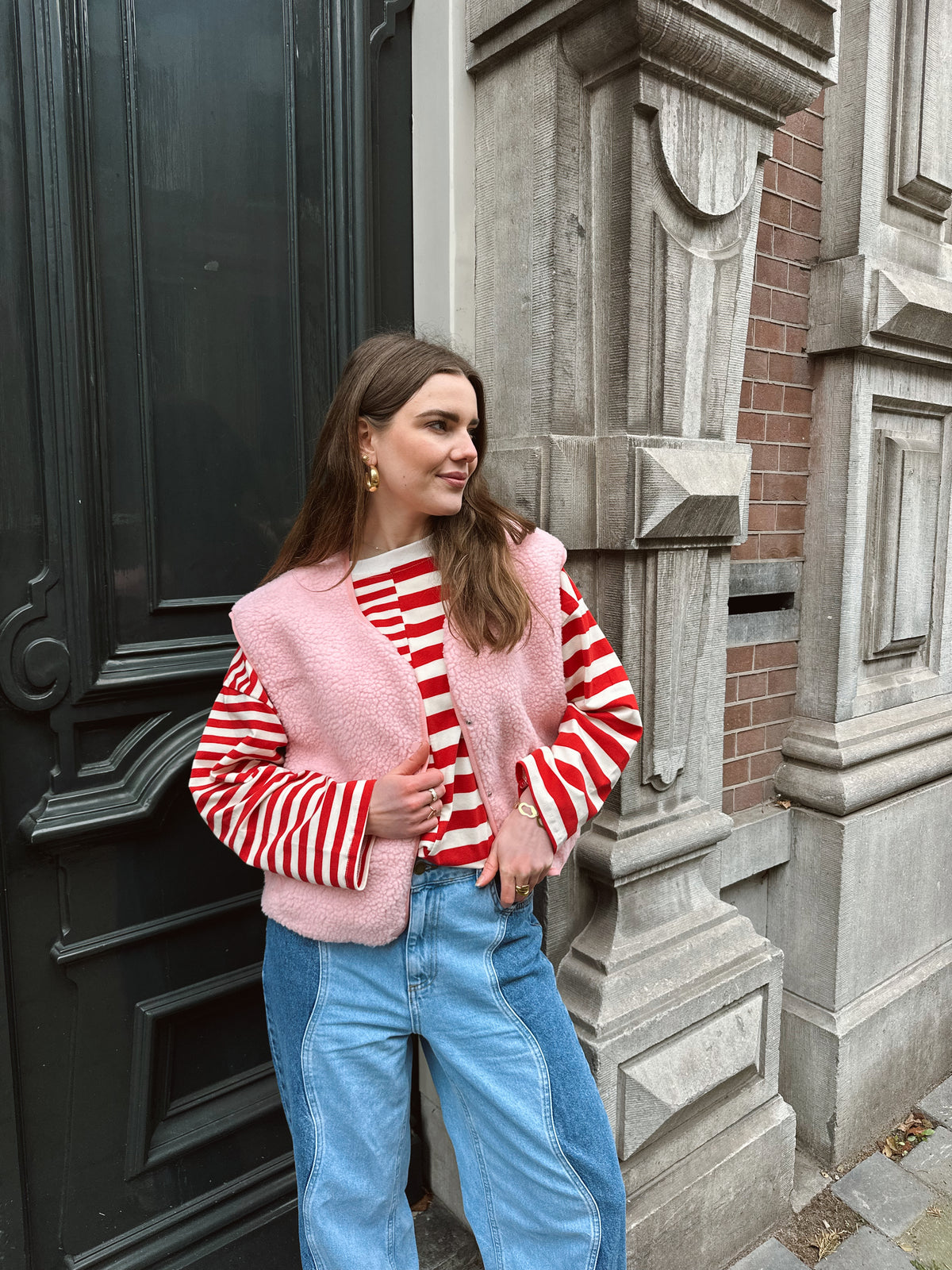 Jill teddy gilet roze