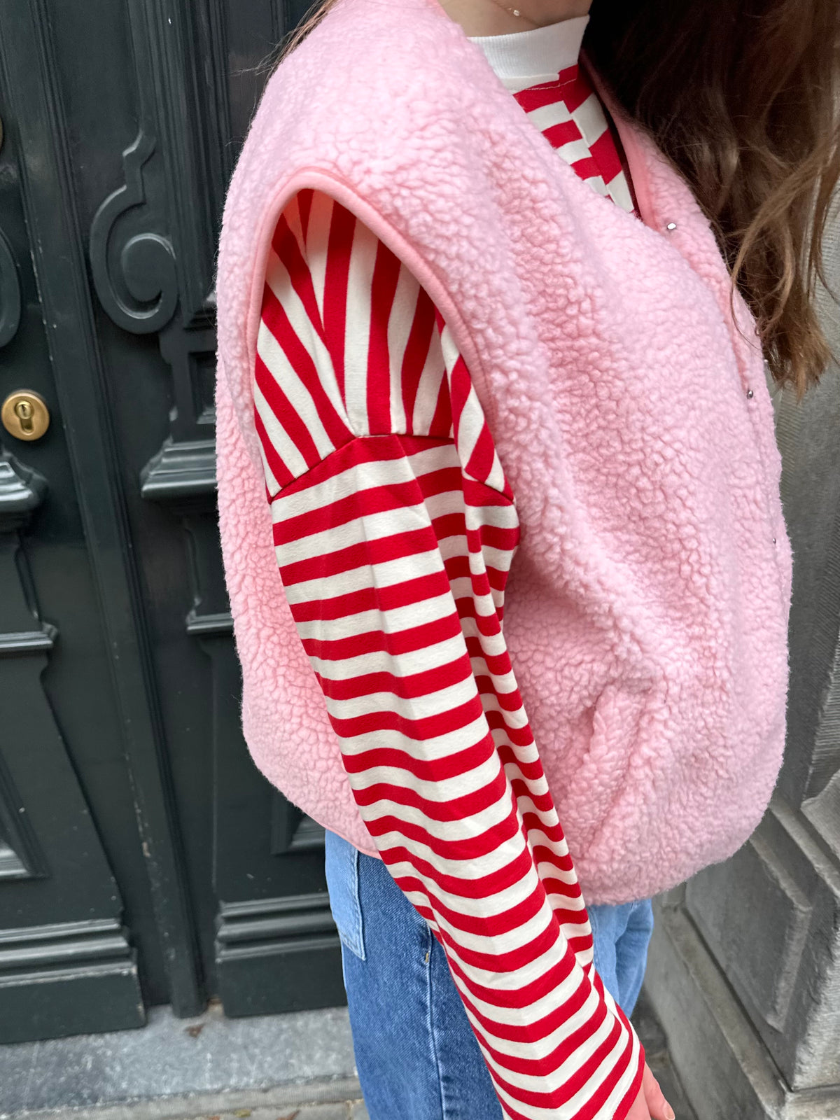 Jill teddy gilet roze