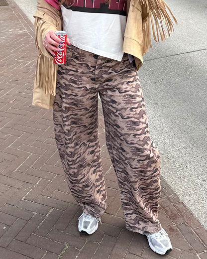 Camo jeans ballon fit beige