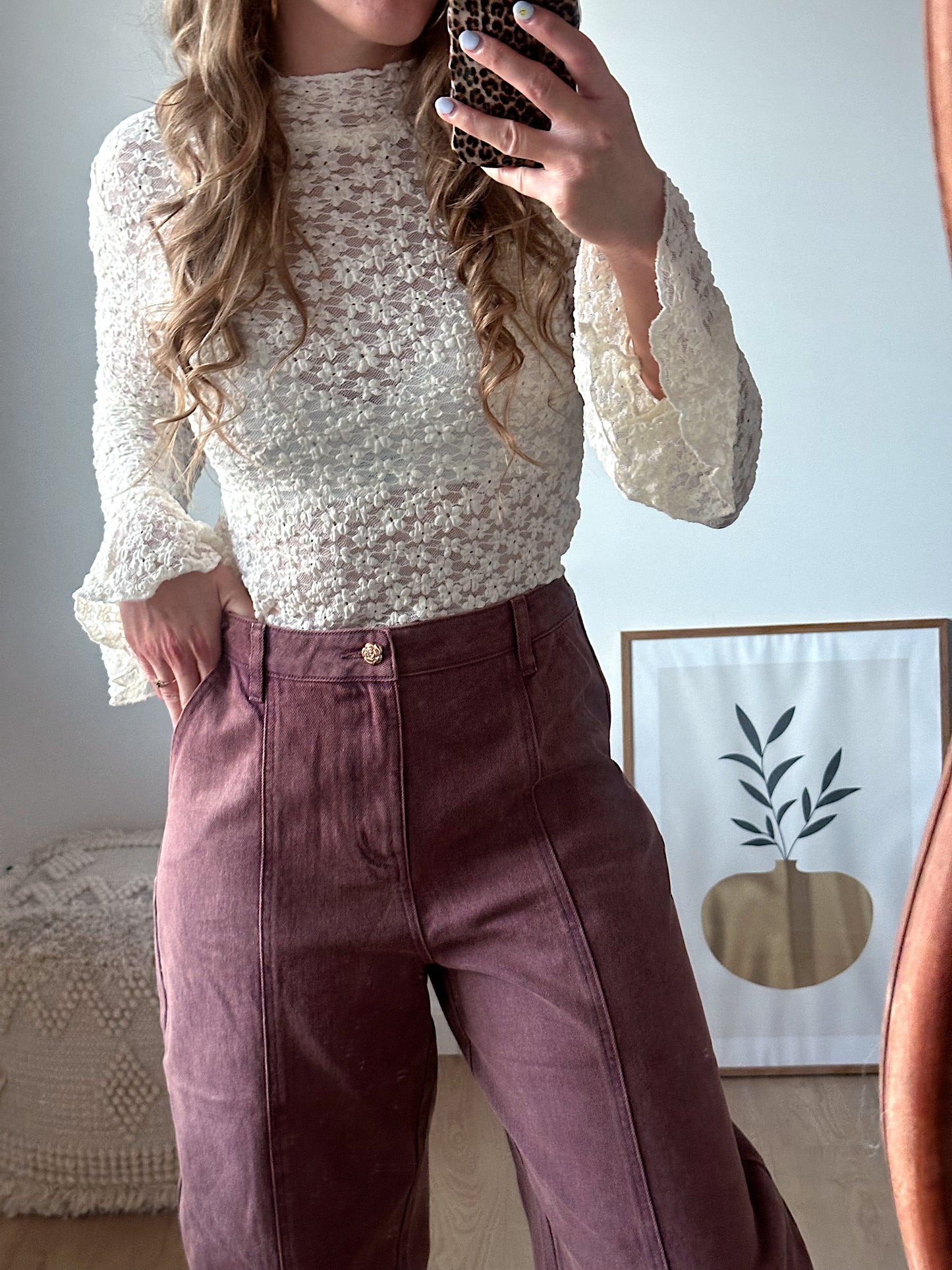 Anouk lace top longsleeve white