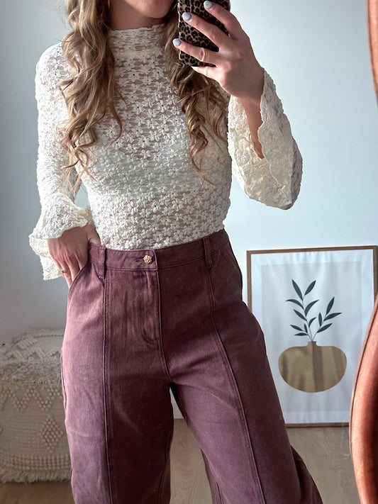 Anouk lace top longsleeve white