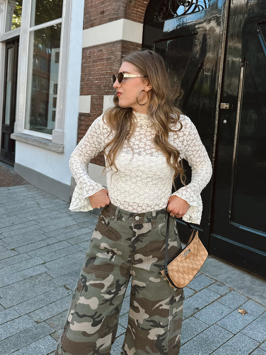 Anouk lace top longsleeve white