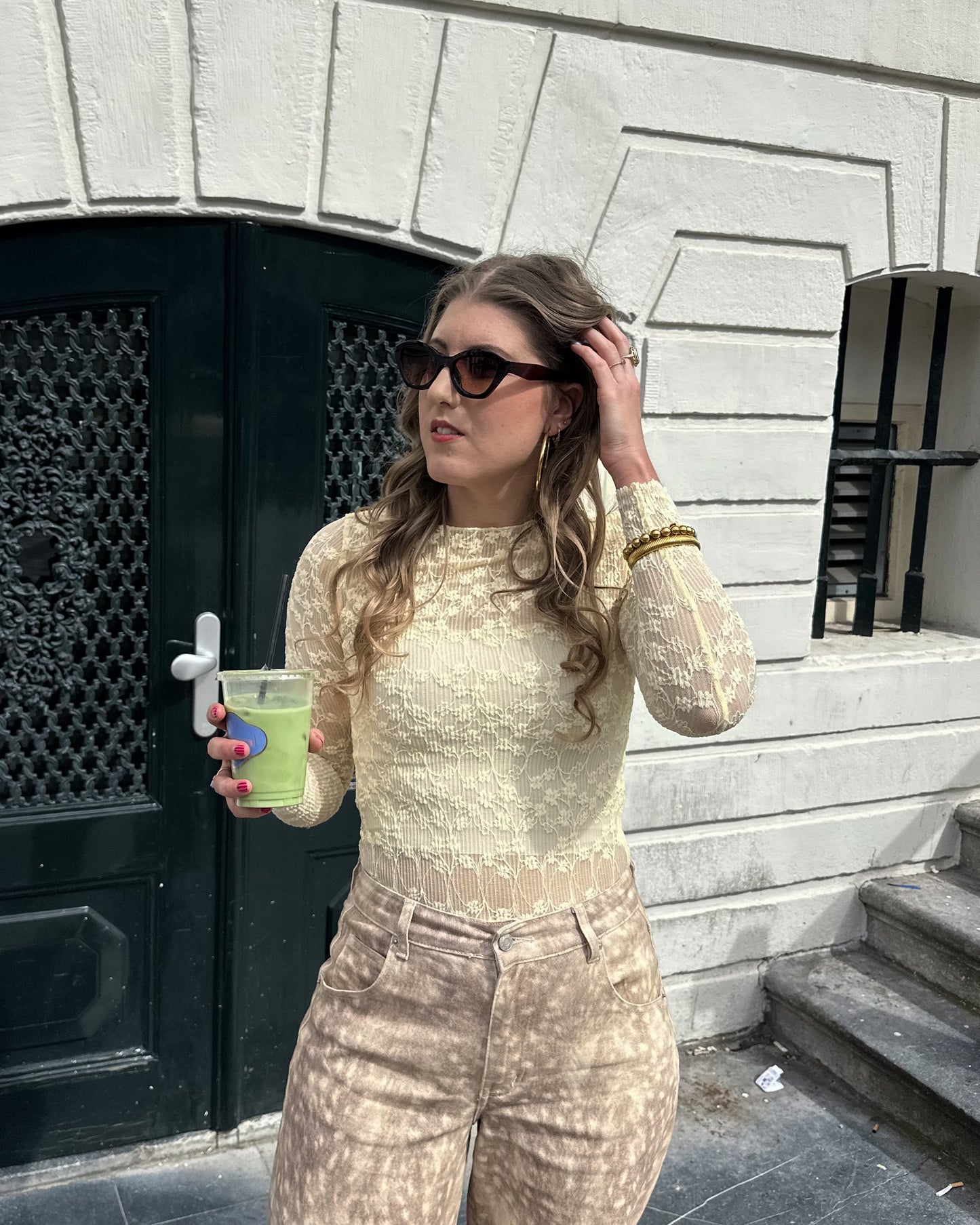 Lace top yellow