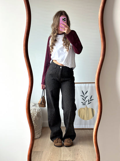 Leopard straight jeans dark brown