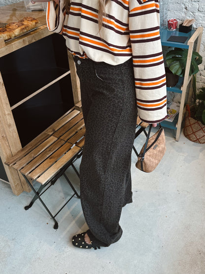 Leopard straight jeans dark brown