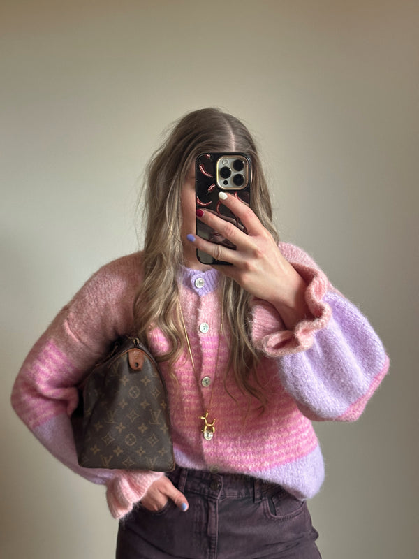 Lisa gestreept vest roze